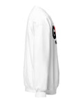 White GOD Find Him unisex crewneck sweatshirt, right side view