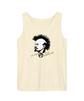 Punks Live Forever garment-dyed tank in Ivory, front with mohawk portrait and punk lettering – view 9