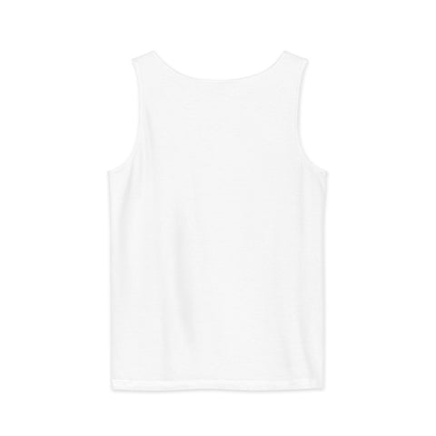 Punks Live Forever garment-dyed tank in White, plain back – view 12