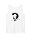 Punks Live Forever garment-dyed tank in White, front with mohawk portrait and punk lettering – view 10