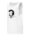 Punks Live Forever garment-dyed tank in White, front with mohawk portrait and punk lettering – view 6