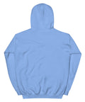 Carolina Blue unisex fleece hoodie, flat back view with no print.