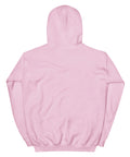 Light Pink unisex fleece hoodie, flat back view with no print.