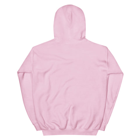 Light Pink unisex fleece hoodie, flat back view with no print.
