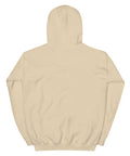 Sand unisex fleece hoodie, flat back view with no print.