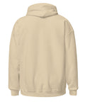 Sand unisex fleece hoodie, plain back view.