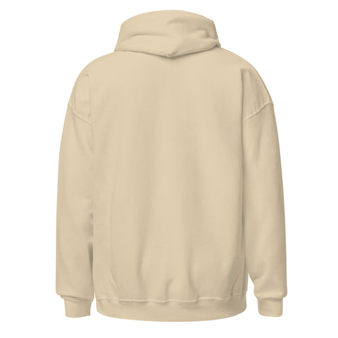 Sand unisex fleece hoodie, plain back view.