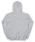 Sport Grey unisex fleece hoodie, flat back view with no print.