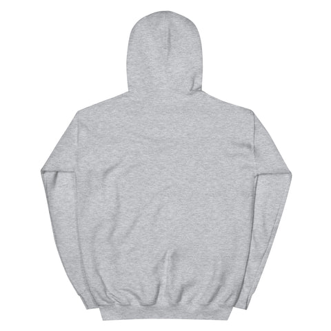 Sport Grey unisex fleece hoodie, flat back view with no print.