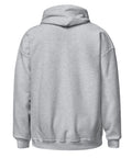 Sport Grey unisex fleece hoodie, plain back view.