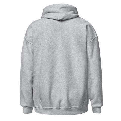 Sport Grey unisex fleece hoodie, plain back view.
