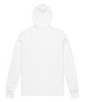 50+ Club white cotton hooded long sleeve tee – plain back, view 6