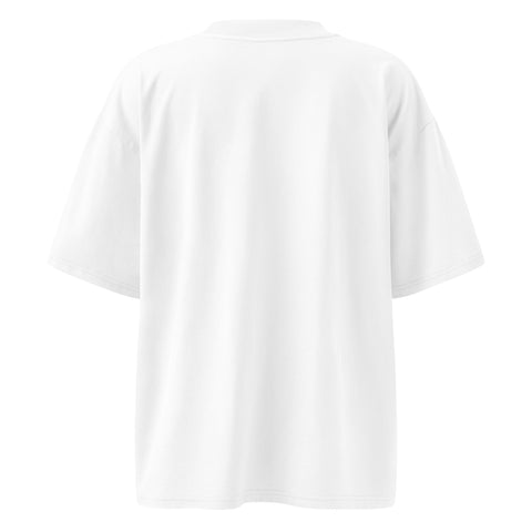 Ink-Splatter Panda white organic oversized high-neck tee – plain back, photo 6