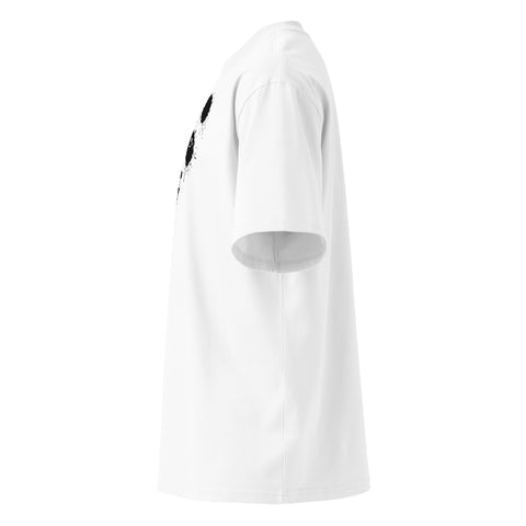 Ink-Splatter Panda white organic oversized high-neck tee – left-side view, photo 3