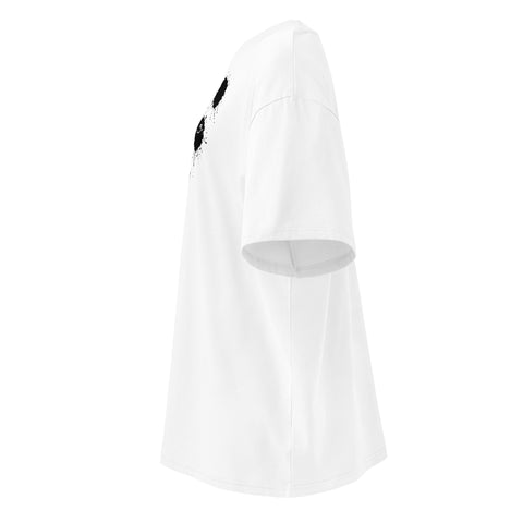 Ink-Splatter Panda white organic oversized high-neck tee – left-side view, photo 7