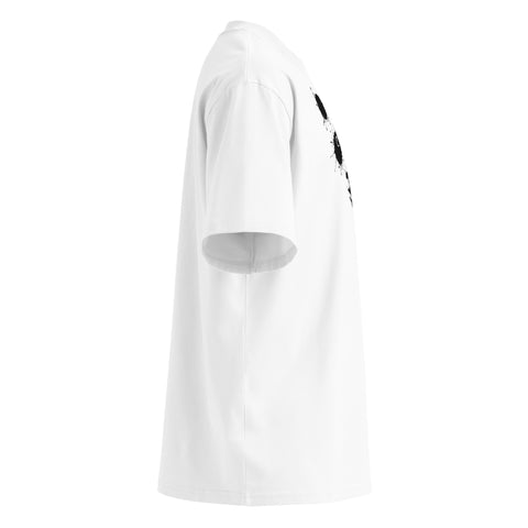 Ink-Splatter Panda white organic oversized high-neck tee – right-side view, photo 4