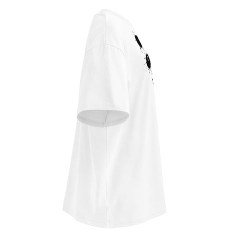 Ink-Splatter Panda white organic oversized high-neck tee – right-side view, photo 8
