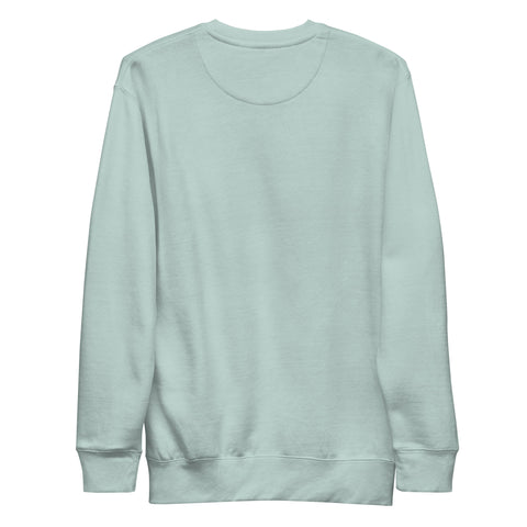 Find Yourself premium crewneck sweatshirt in agave – plain back, red map-pin and black figure design