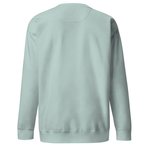 Find Yourself premium crewneck sweatshirt in agave – plain back, red map-pin and black figure design