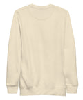 Find Yourself premium crewneck sweatshirt in bone – plain back, red map-pin and black figure design