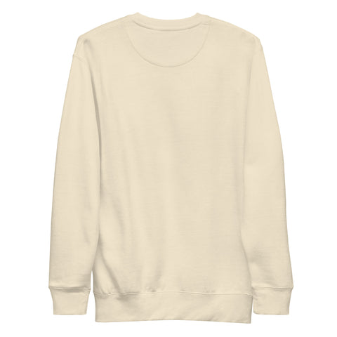 Find Yourself premium crewneck sweatshirt in bone – plain back, red map-pin and black figure design