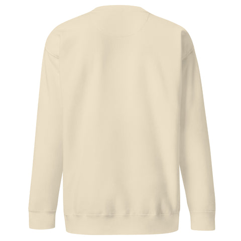 Find Yourself premium crewneck sweatshirt in bone – plain back, red map-pin and black figure design