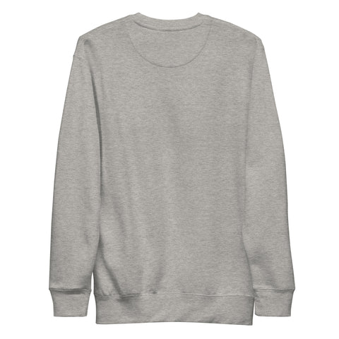 Find Yourself premium crewneck sweatshirt in carbon grey – plain back, red map-pin and black figure design