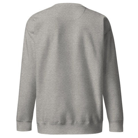 Find Yourself premium crewneck sweatshirt in carbon grey – plain back, red map-pin and black figure design