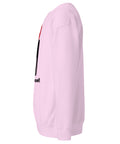 Find Yourself premium crewneck sweatshirt in lavender – left side, red map-pin and black figure design