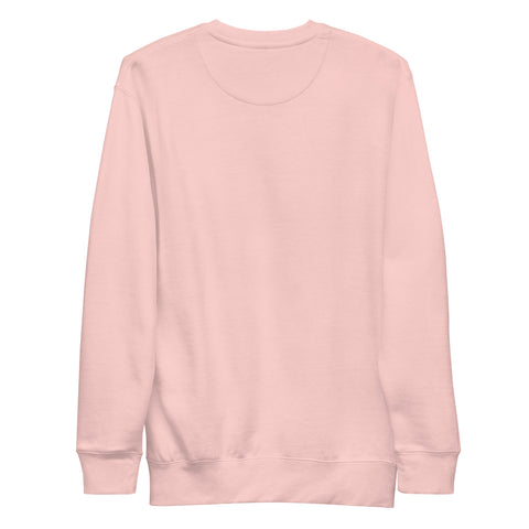 Find Yourself premium crewneck sweatshirt in light pink – plain back, red map-pin and black figure design