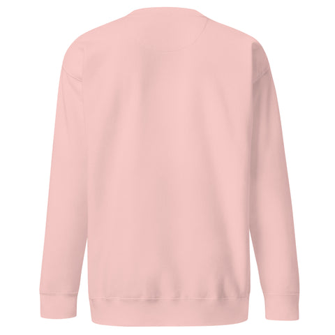 Find Yourself premium crewneck sweatshirt in light pink – plain back, red map-pin and black figure design