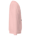 Find Yourself premium crewneck sweatshirt in light pink – right side, red map-pin and black figure design