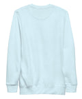 Find Yourself premium crewneck sweatshirt in sky blue – plain back, red map-pin and black figure design