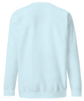 Find Yourself premium crewneck sweatshirt in sky blue – plain back, red map-pin and black figure design