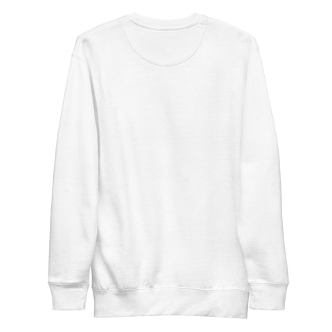 Find Yourself premium crewneck sweatshirt in white – plain back, red map-pin and black figure design