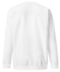 Find Yourself premium crewneck sweatshirt in white – plain back, red map-pin and black figure design