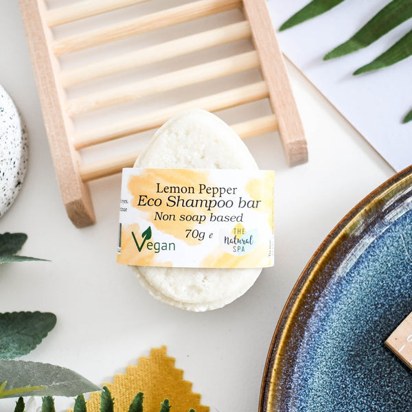 Lemon Pepper Eco Shampoo Bar | Natural Hair Cleanser for All Hair Types | Plastic-Free, Vegan Hair Care | Full Size 70g & Travel Mini