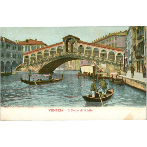 Venezia, Italy - Il Ponte di Rialto Vintage Postcard Mid - 20th Century