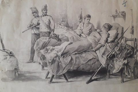 Vespasiano Bignami (1841 - 1929) - Soldati austroungarici in ospedale - Terza Guerra italiana di indipendenza