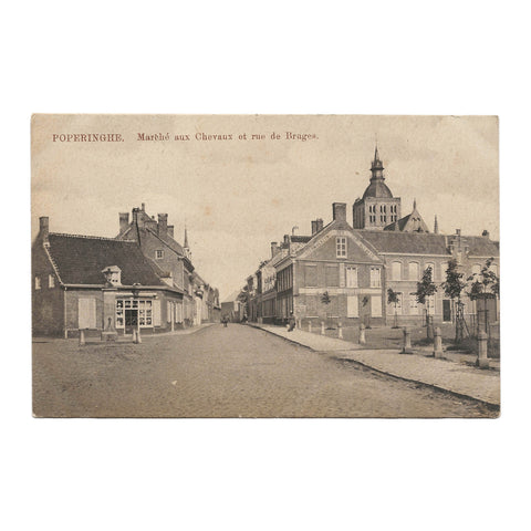View of Horse Market and Bruges Street, Poperinghe, Belgium Postcard