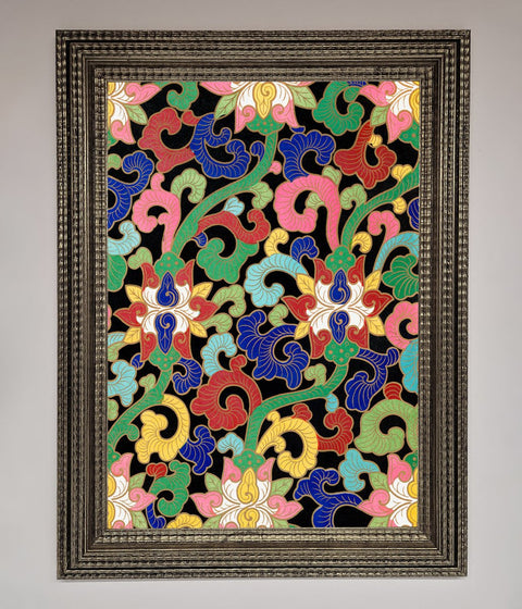 Vintage Flower Swirls Framed Wall Art