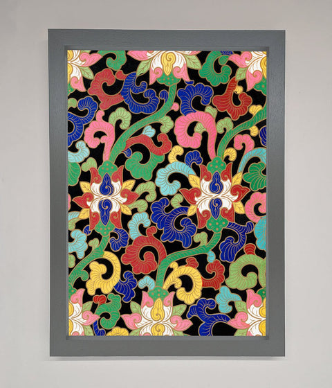 Vintage Flower Swirls Framed Wall Art