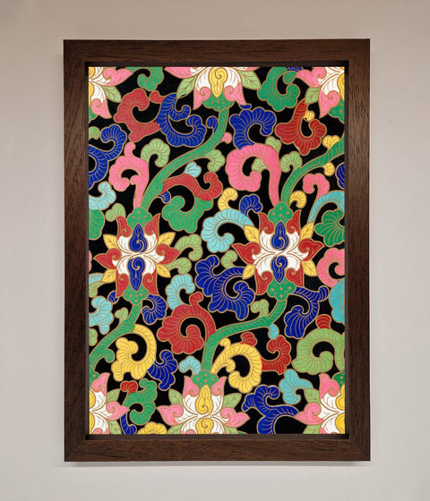 Vintage Flower Swirls Framed Wall Art