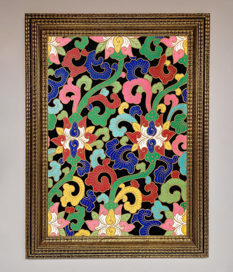 Vintage Flower Swirls Framed Wall Art