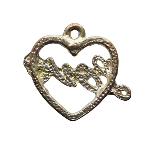 Vintage Heart Love Pendant Sterling Silver