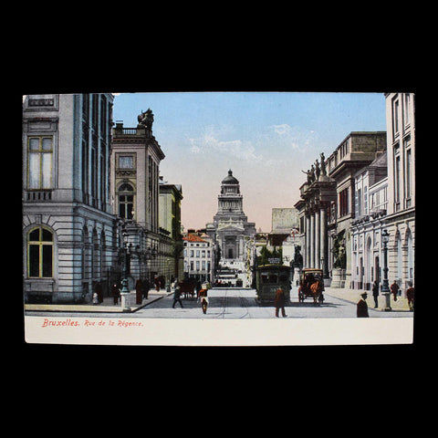 Vintage Postcard Belgium Brussels Rue de la Régence historical buildings and cultural institutions