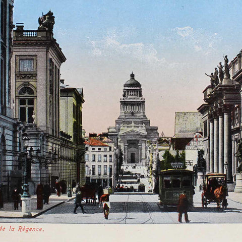 Vintage Postcard Belgium Brussels Rue de la Régence historical buildings and cultural institutions