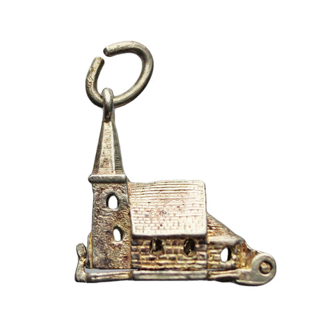 Vintage Wedding Church Pendant Sterling Silver