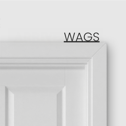 WAGS door topper and door tag