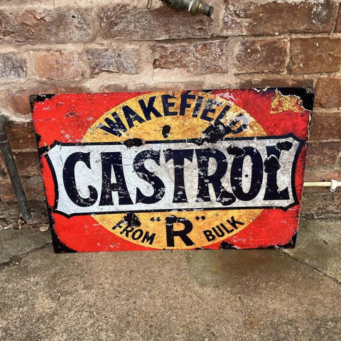 Wakefield Castrol Motor Oil Vintage Metal Advertising Wall Sign